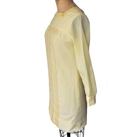 Vintage 60s Ain R Jr. Butter Yellow Mod Dress - Picture 4 of 4